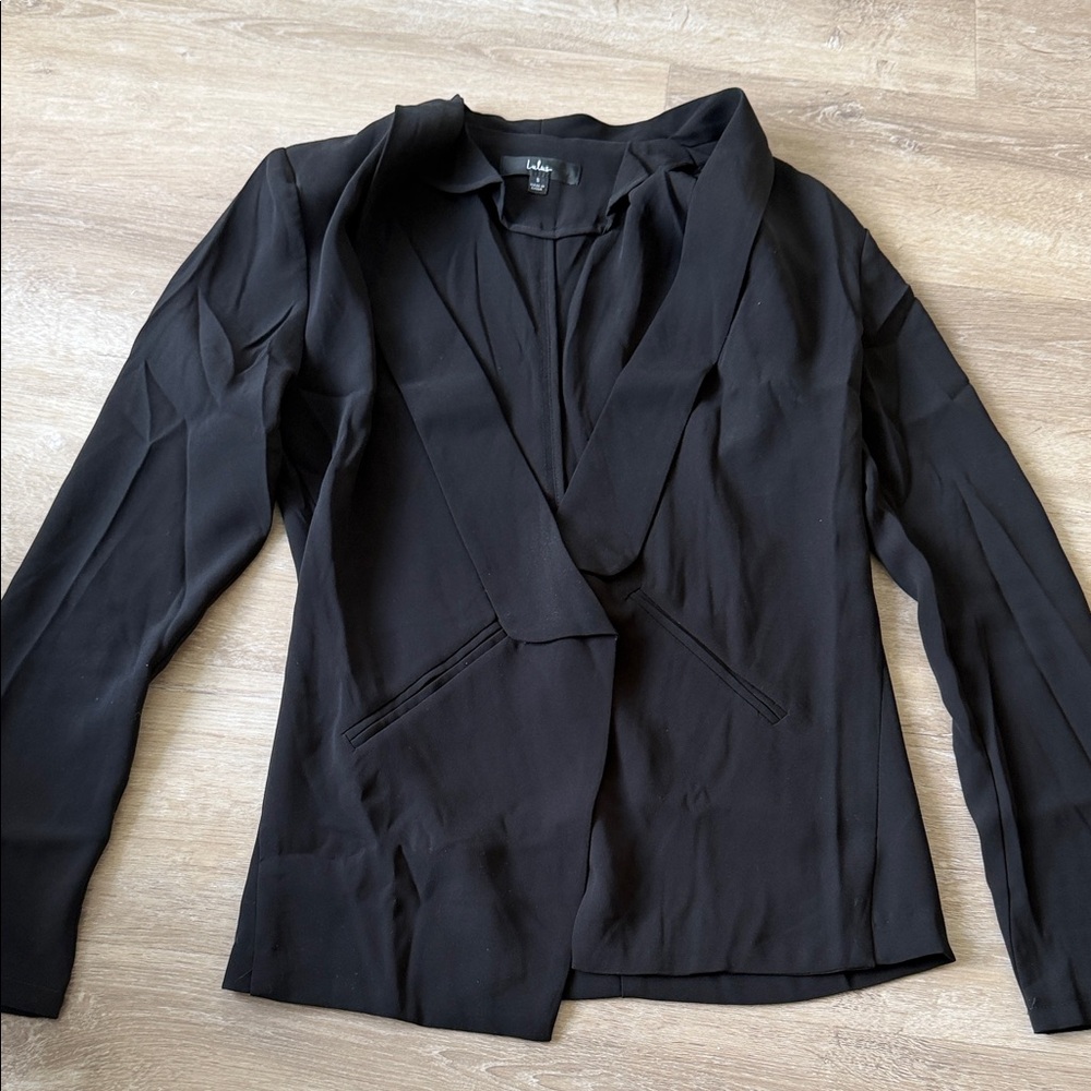 Lulu's Black Draped Open-Front Women's Blazer